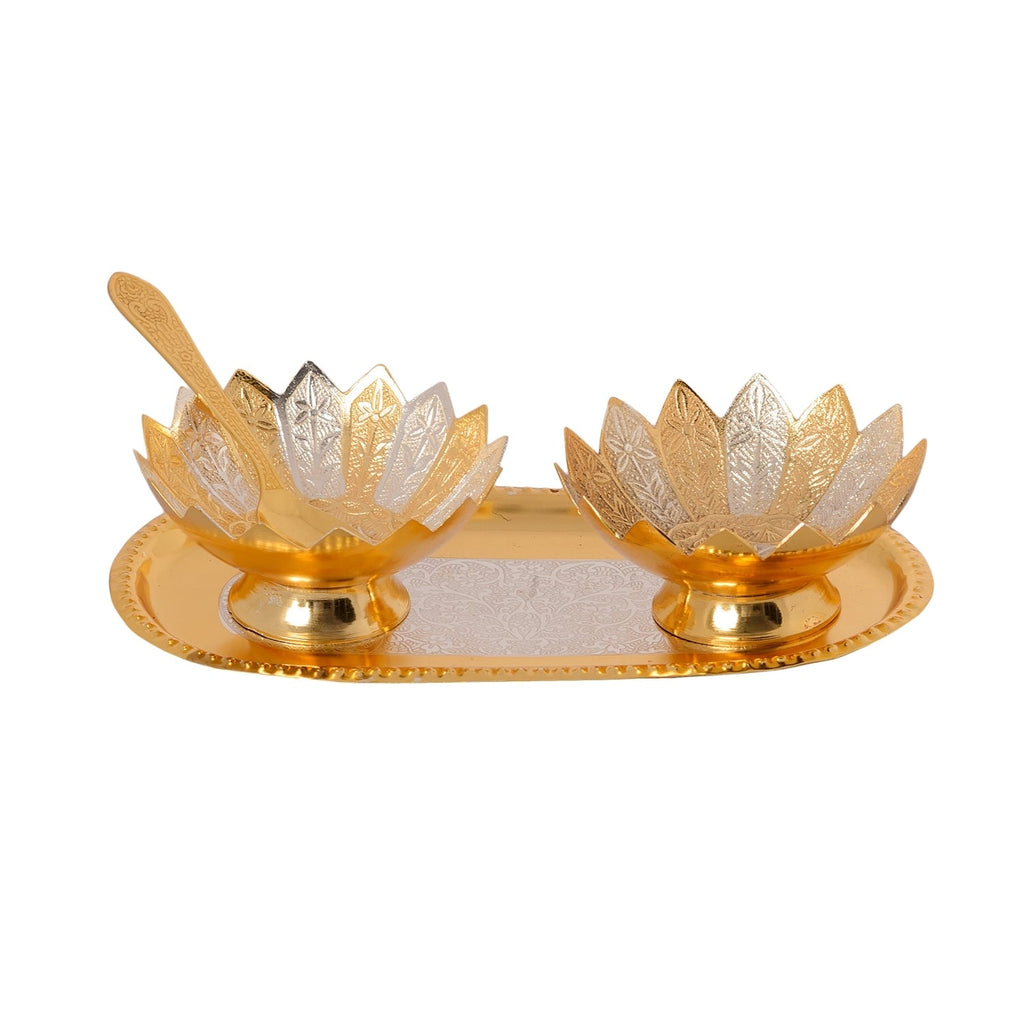 German Silver Multiutility Floral Shape Decorative Platter with Velvet Box Kafalo