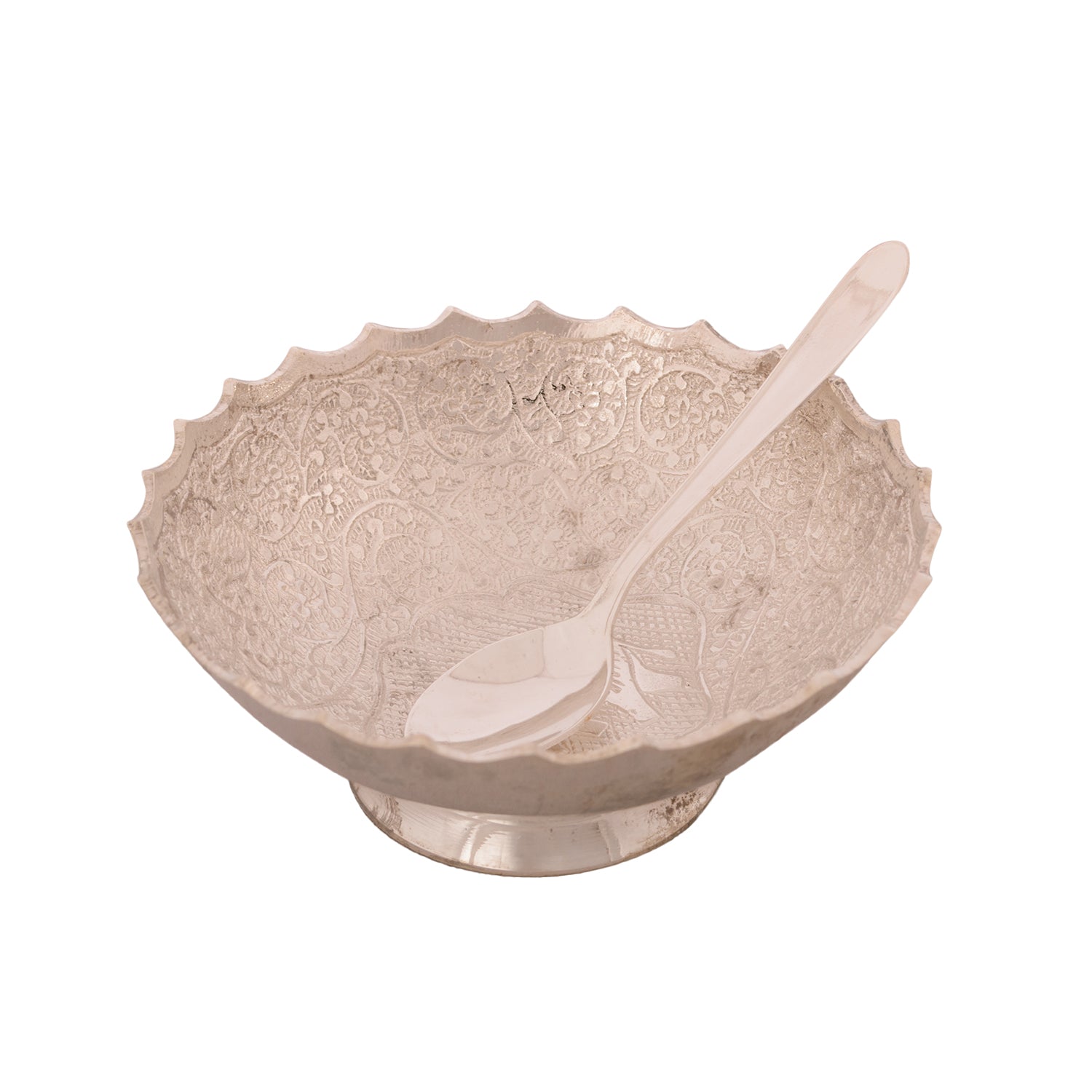 German Silver Multiutility Round Decorative Platter with Velvet Box Kafalo