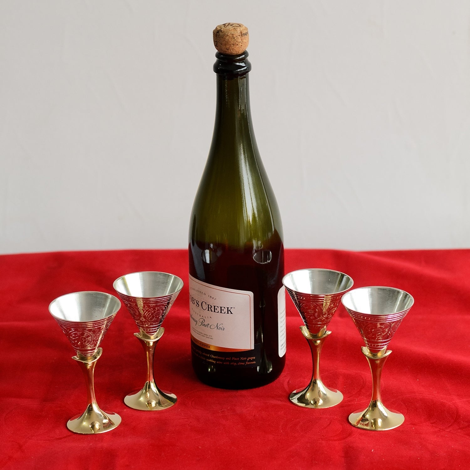 German Silver Wine Glass Set of 4 with Luxury Velvet Box Kafalo
