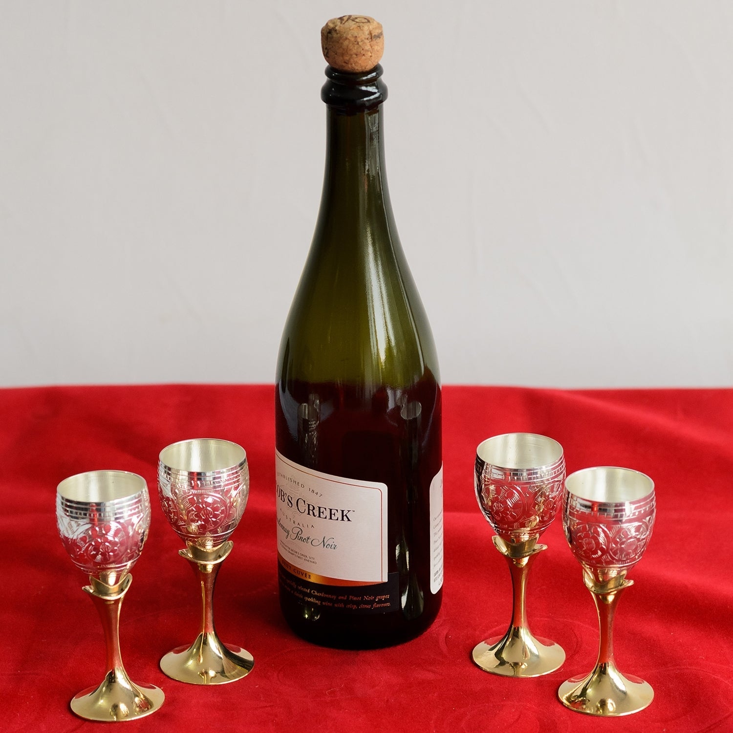 German Silver Wine Glass Set of 4 with Velvet Box Kafalo
