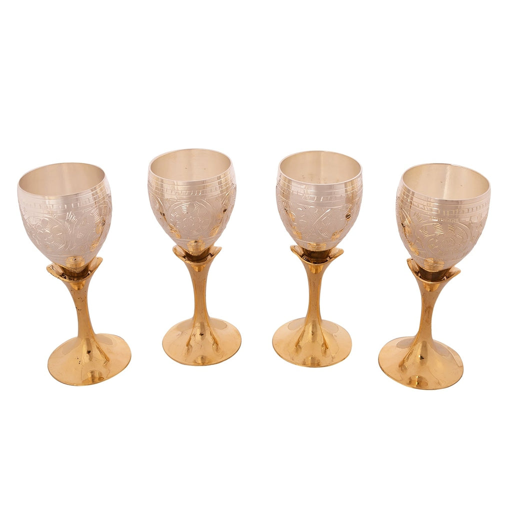 German Silver Wine Glass Set of 4 with Velvet Box Kafalo