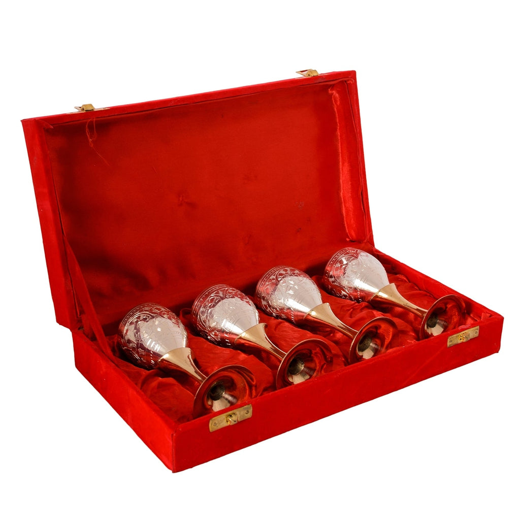 German Silver Wine Glass Set of 4 with Velvet Box Kafalo