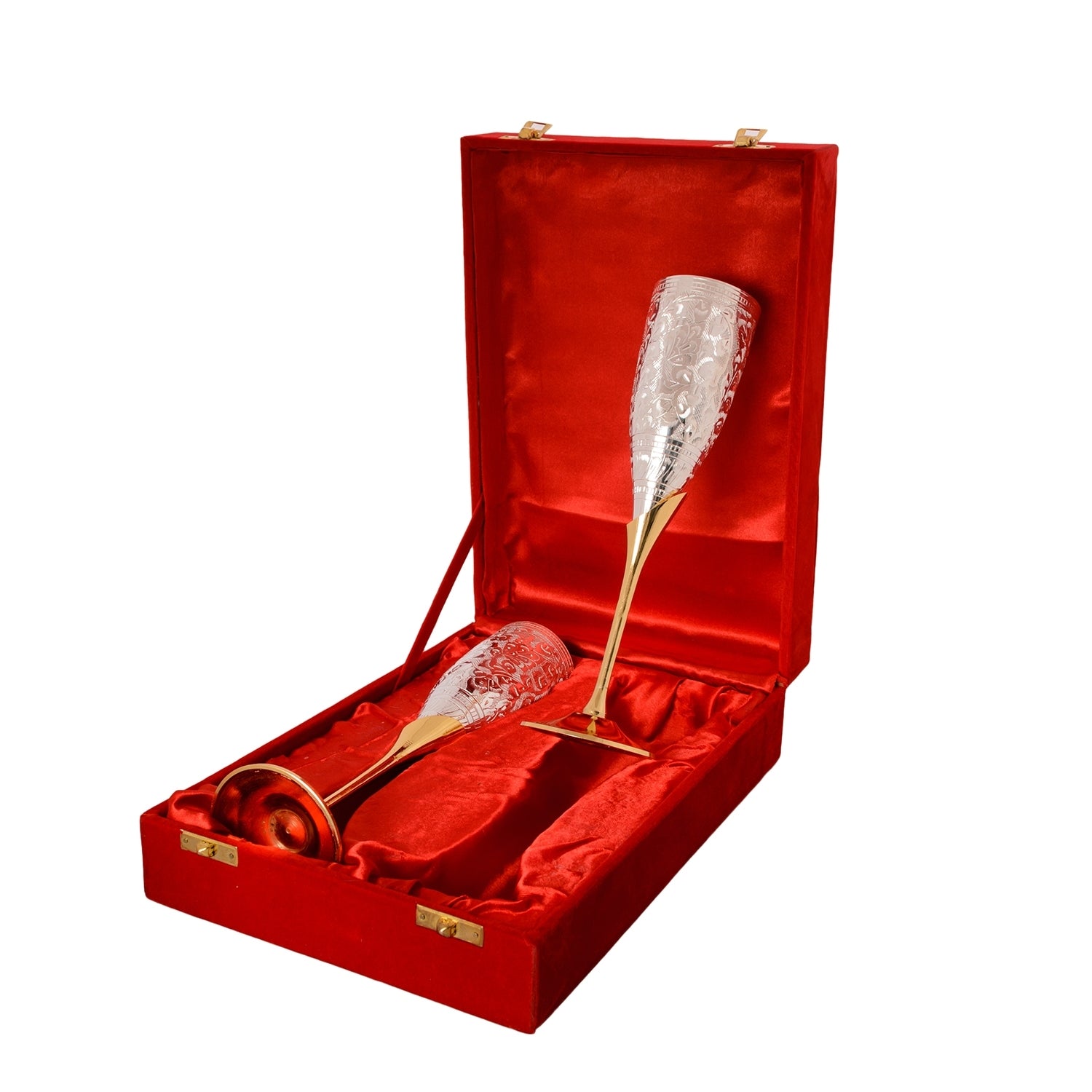 German Silver Grand Wine Glass Set of 2 with Velvet Box Kafalo