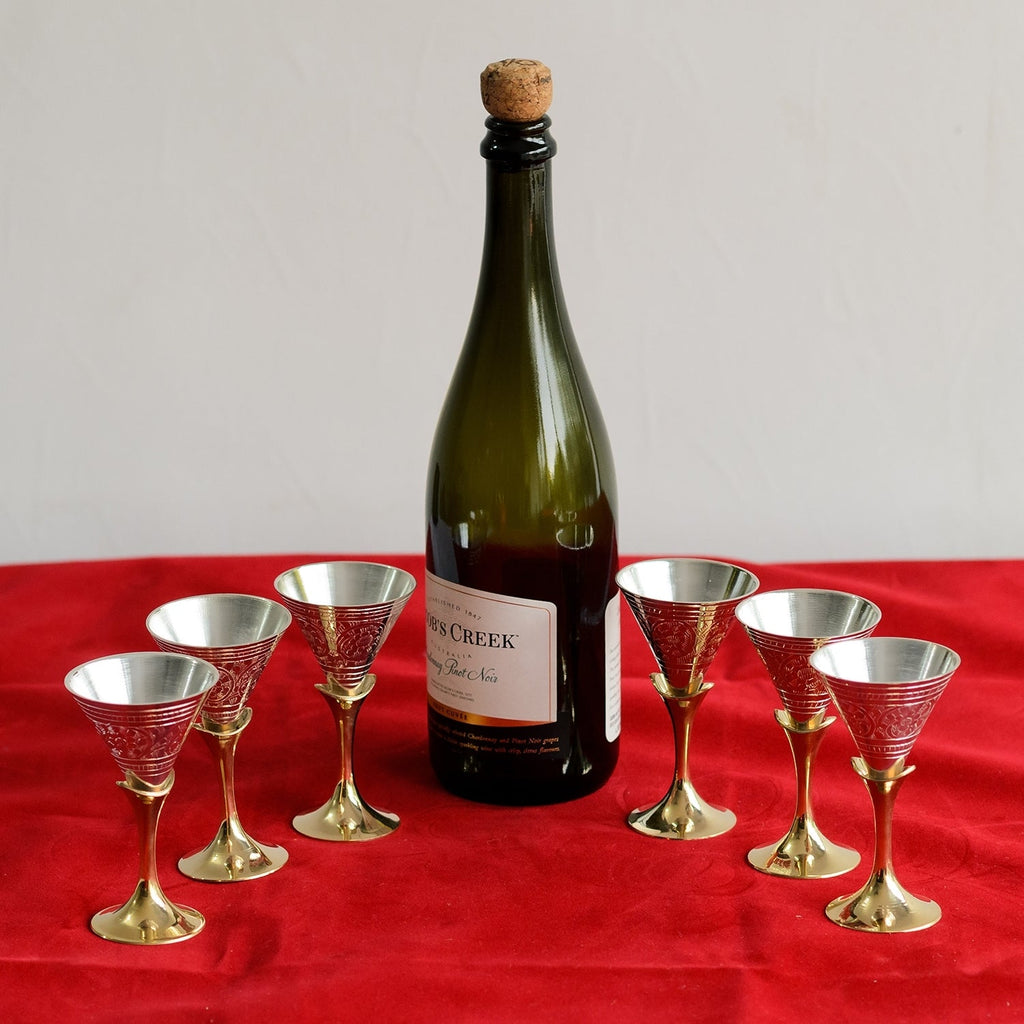 German Silver Exquisite Wine Glass Set of 6 with Velvet Box Kafalo