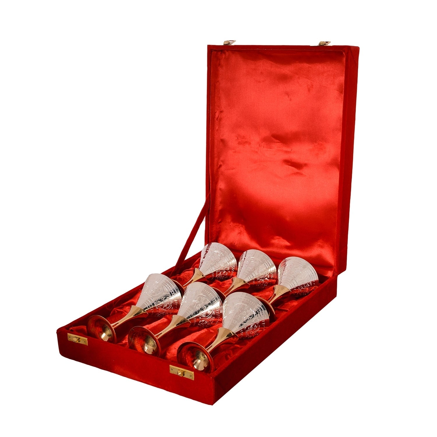 German Silver Exquisite Wine Glass Set of 6 with Velvet Box Kafalo