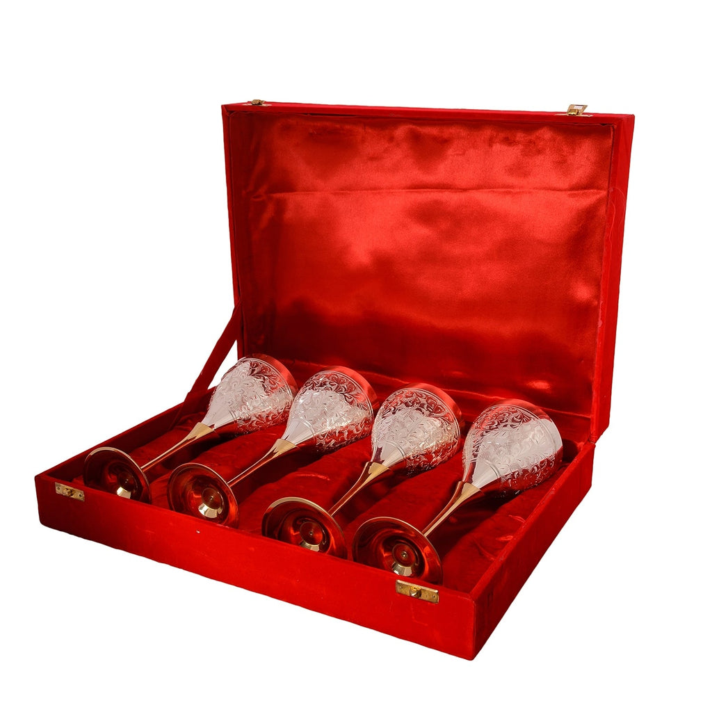 German Silver Elegant Wine Glass Set of 4 with Velvet Box Kafalo