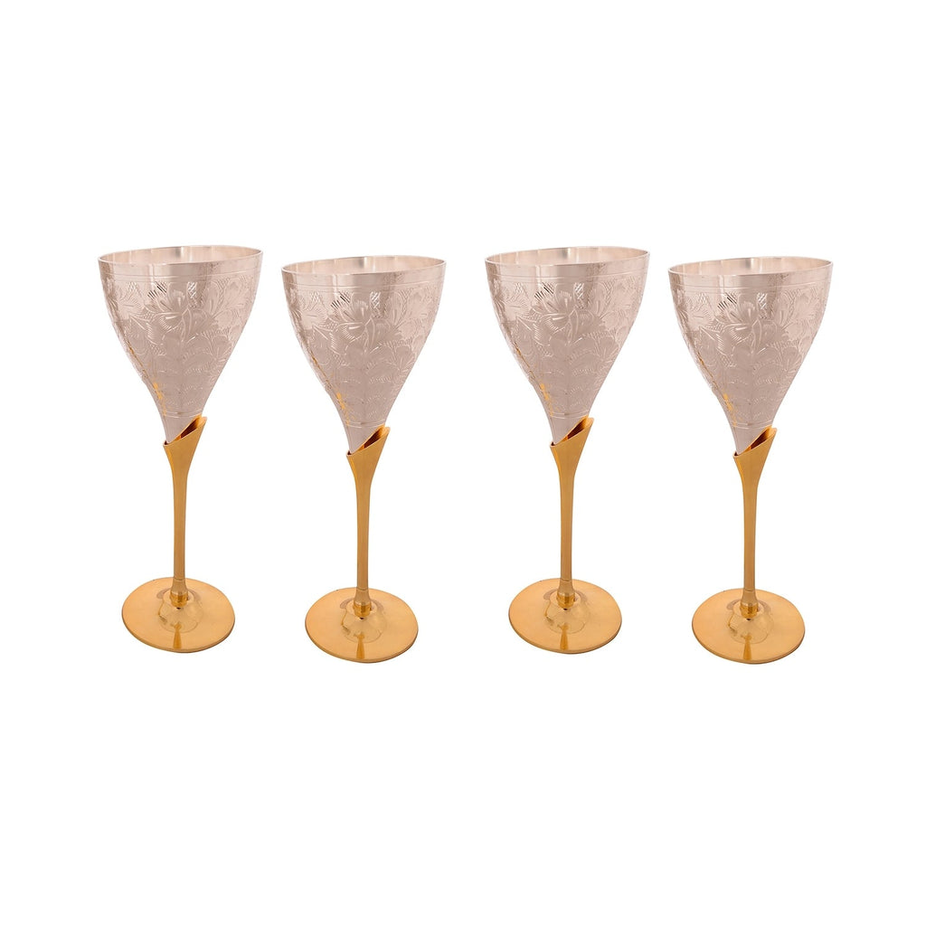 German Silver Elegant Wine Glass Set of 4 with Velvet Box Kafalo