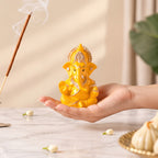 Mini Ganesh Idol For Home And Office Yellow 9cm Nestasia