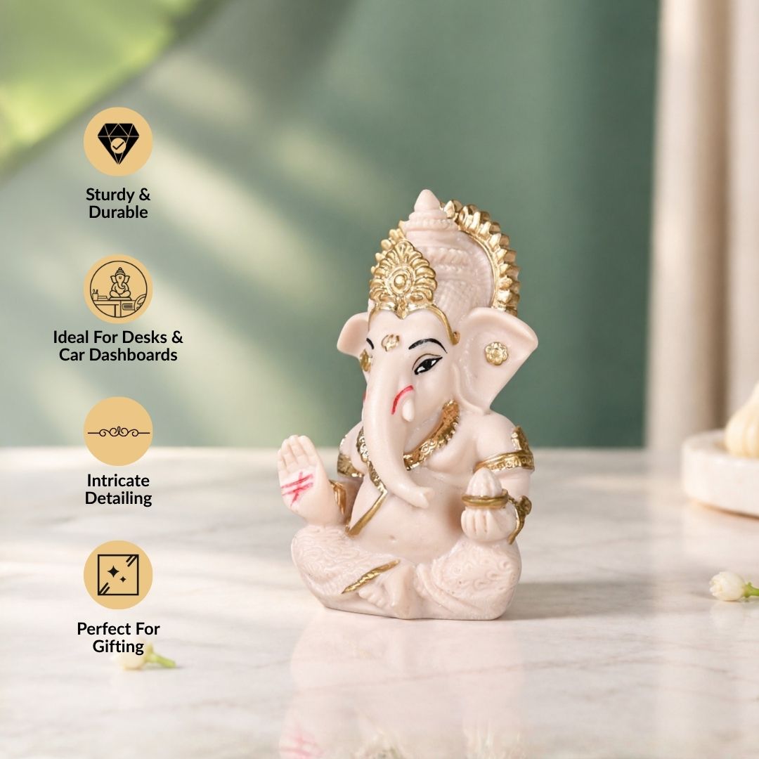 Small Vighnaharta Ganesh Murti Pink 9cm Nestasia