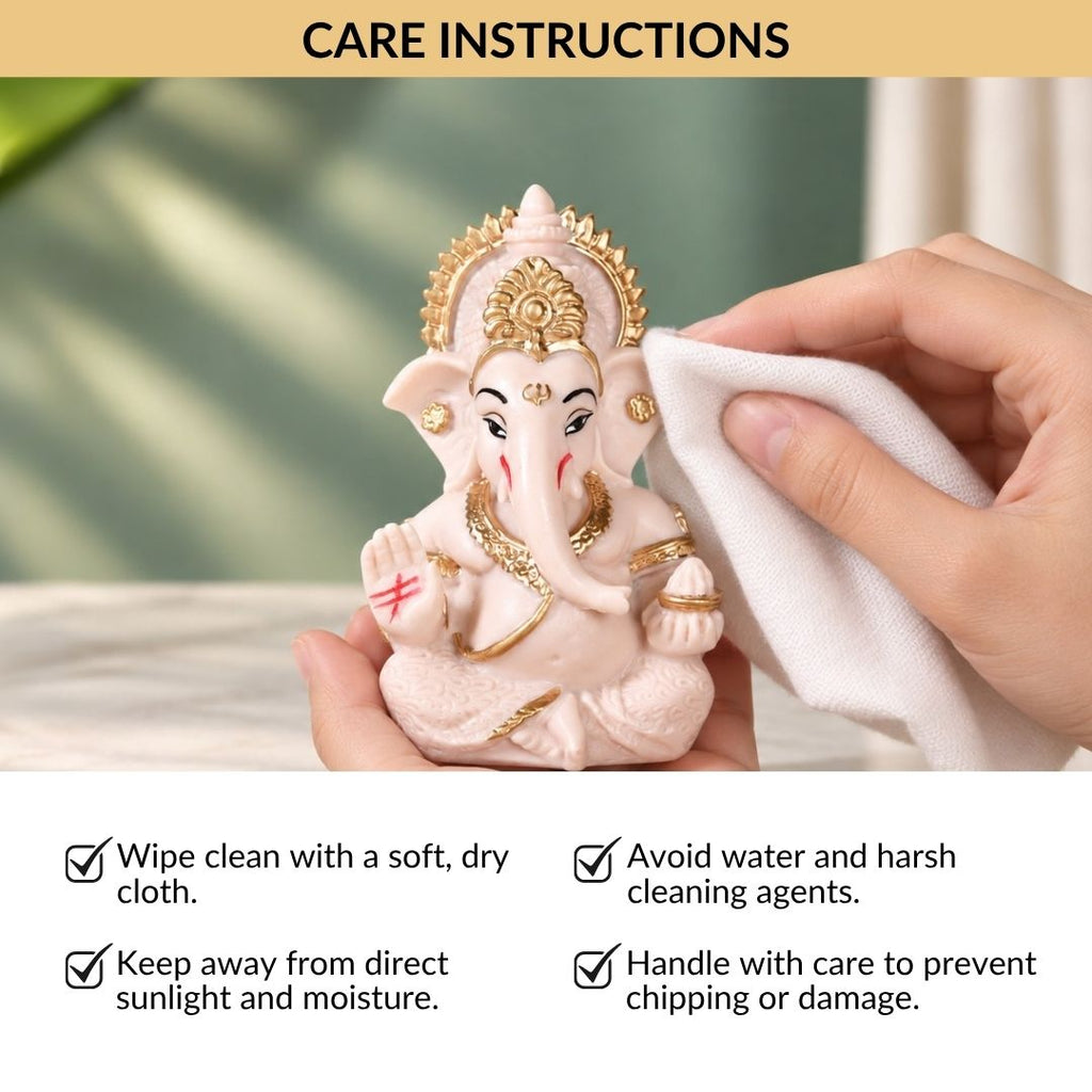 Small Vighnaharta Ganesh Murti Pink 9cm Nestasia