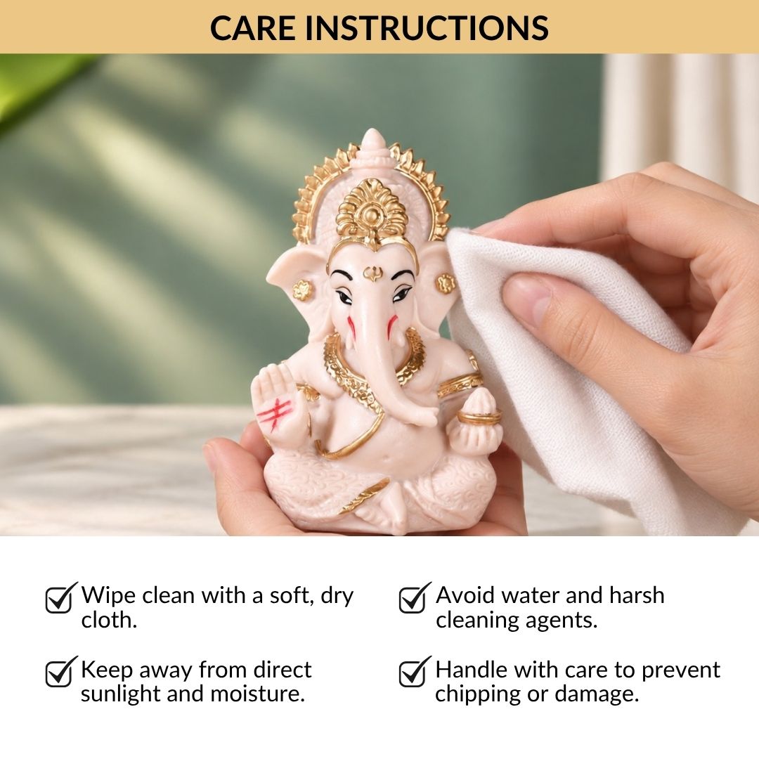 Small Vighnaharta Ganesh Murti Pink 9cm Nestasia