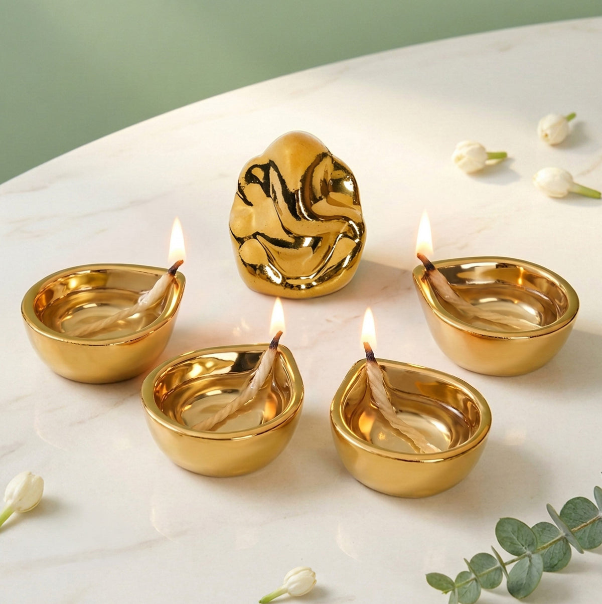 Ganesh Murti With Diya Gift Hamper Set Of 5 Nestasia