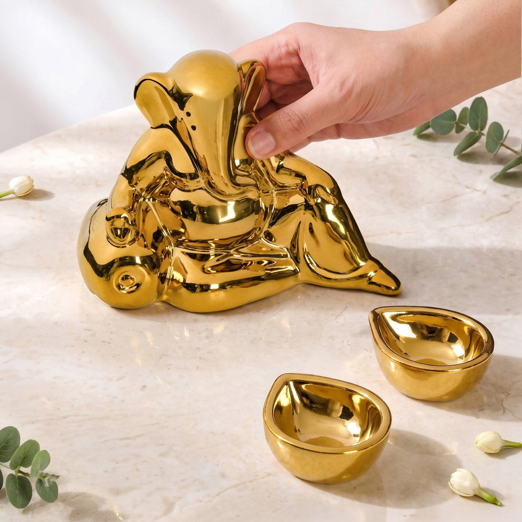 Ganesha Idol With Diya In Gift Box Set Of 3 Nestasia