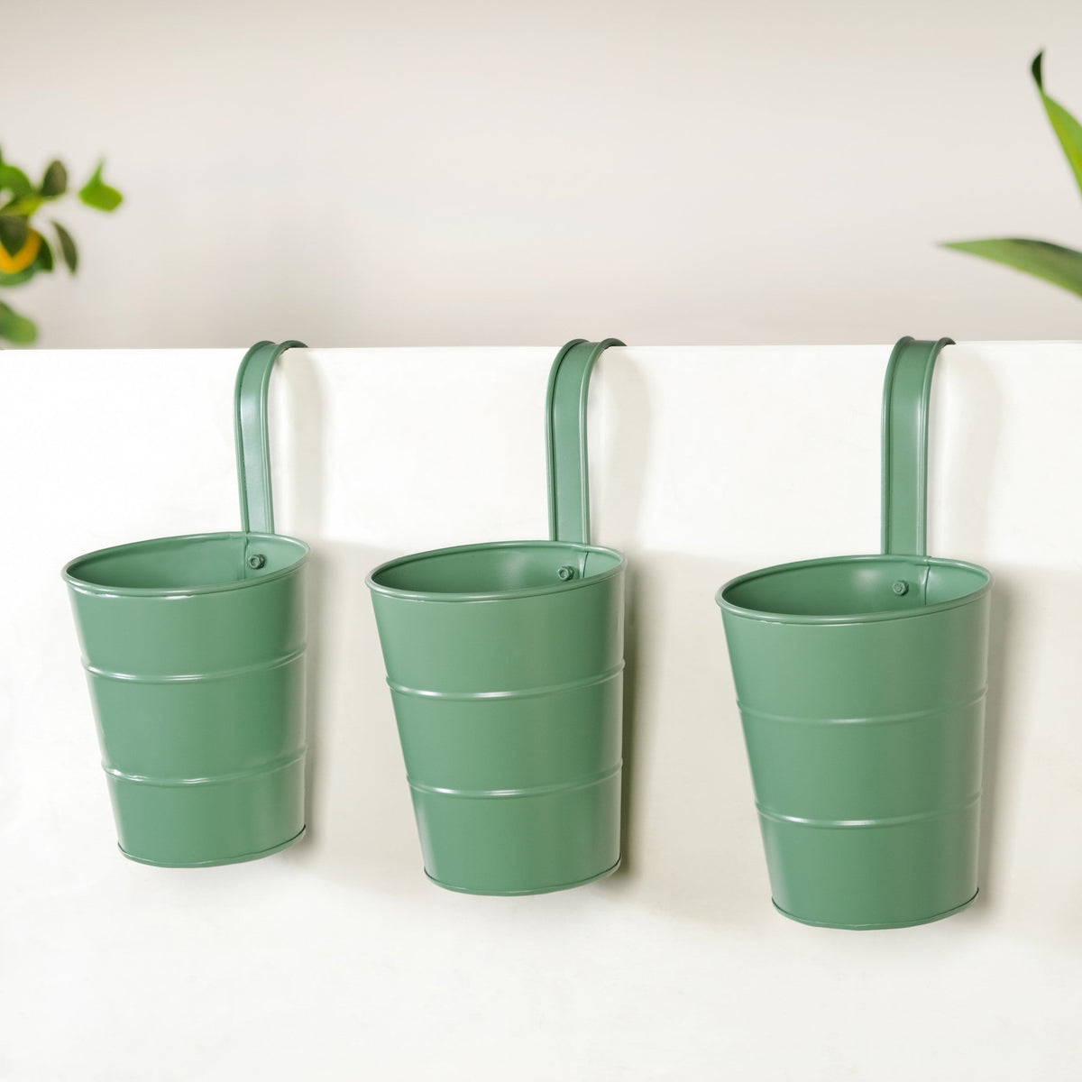 Garden Muse Hanging Flower Bucket Set Of 3 Sage Green Nestasia