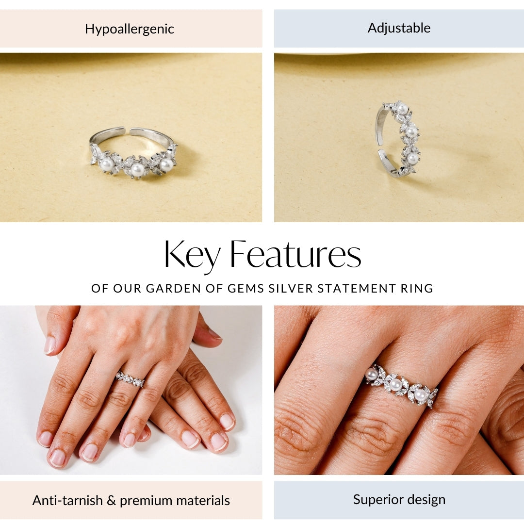 Garden Of Gems Silver Statement Ring Nestasia