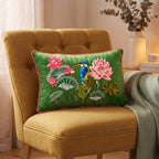 Kingfisher Pond Embroidered Cotton Cushion Cover 50x35cm Nestasia