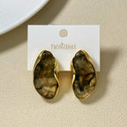 Black Gemstone Drop Earrings Nestasia