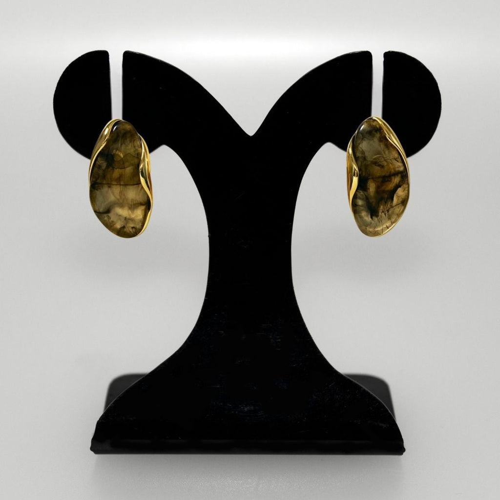 Black Gemstone Drop Earrings Nestasia