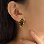 Black Gemstone Drop Earrings Nestasia