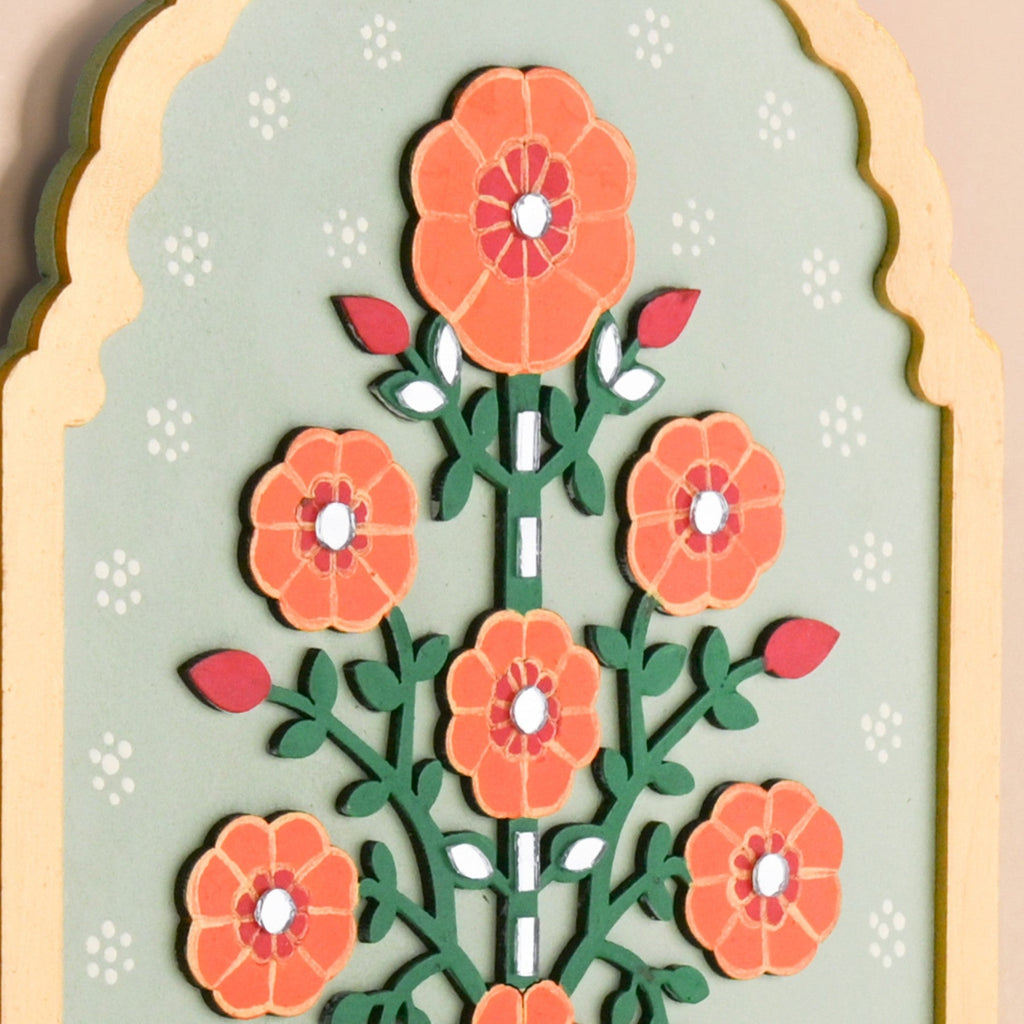 Phool Mirror Work Tealight Candle Holder Lippan Wall Art Set Of 2 Nestasia