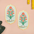 Phool Mirror Work Tealight Candle Holder Lippan Wall Art Set Of 2 Nestasia