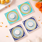 Geometric Blues Lippan Art Tealight Candle Holder Set Of 4 Nestasia