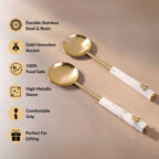 Marble Gold Honeybee Serving Spoon Set Of 2 Nestasia