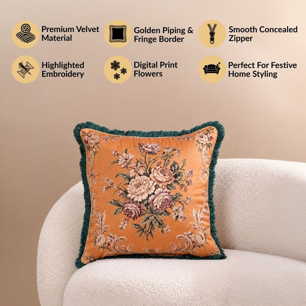 Gilded Garden Embroidered Cushion Cover 40x40cm Nestasia