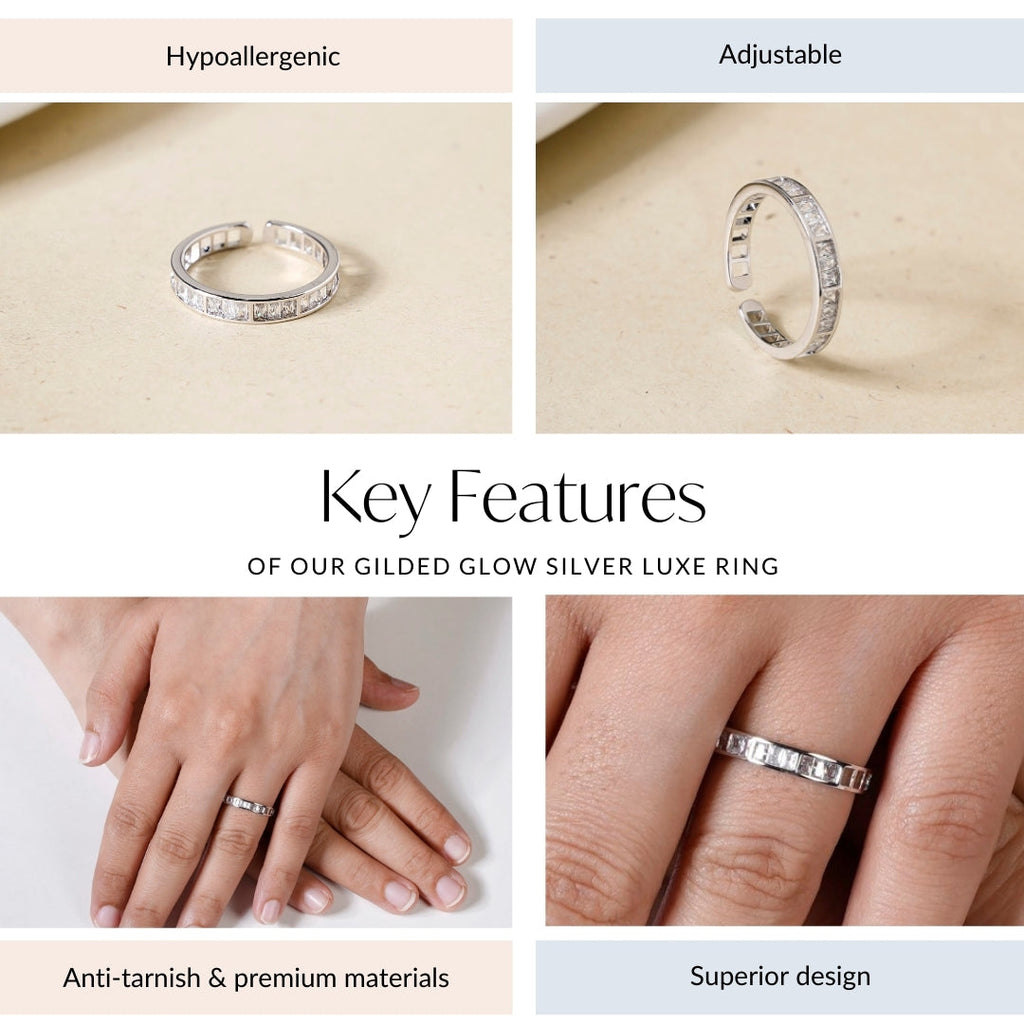 Gilded Glow Silver Luxe Ring Nestasia