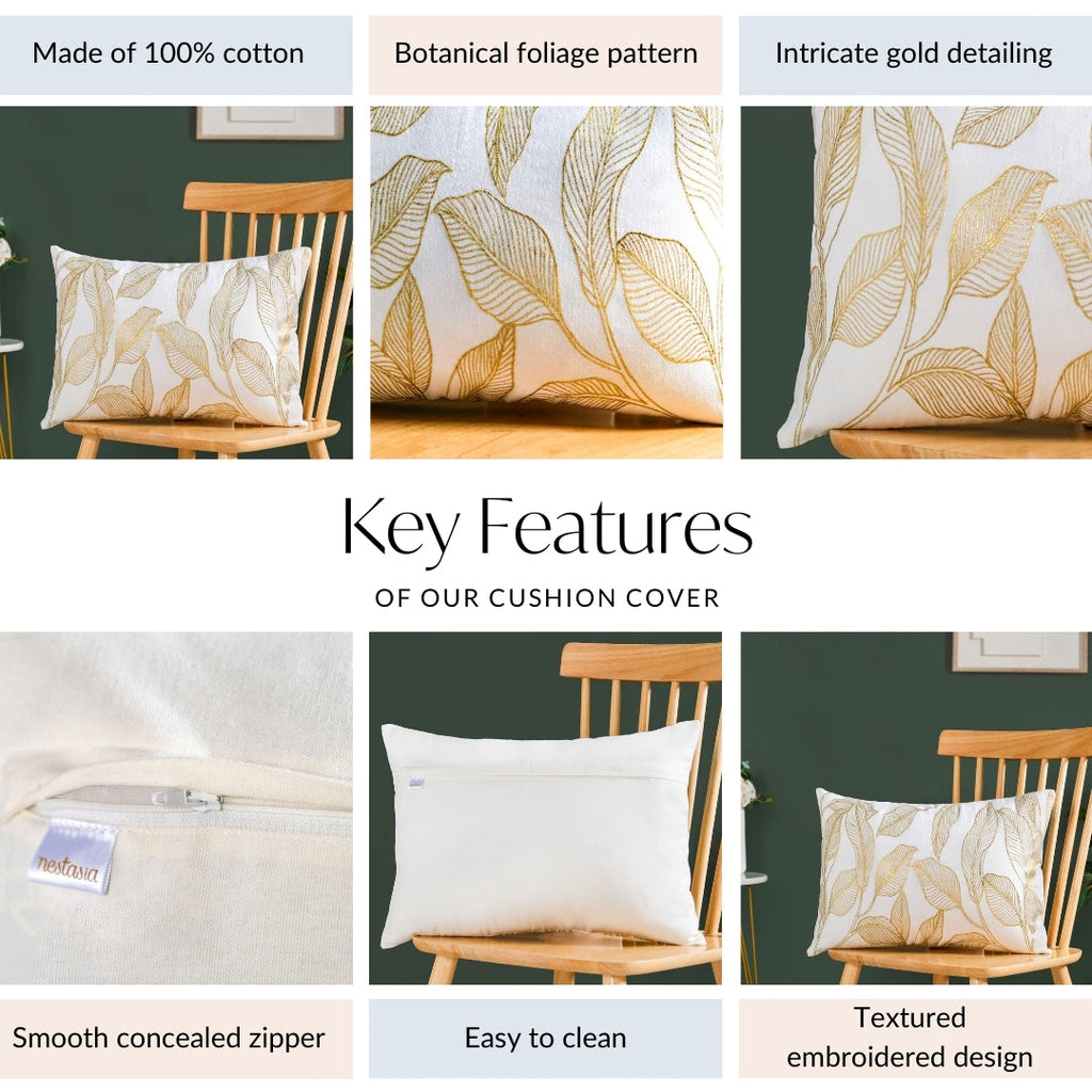 Gilded Grove Cotton Cushion Cover 50x36cm Nestasia