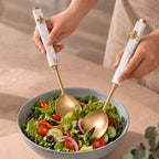 Marble Gold Honeybee Serving Spoon Set Of 2 Nestasia