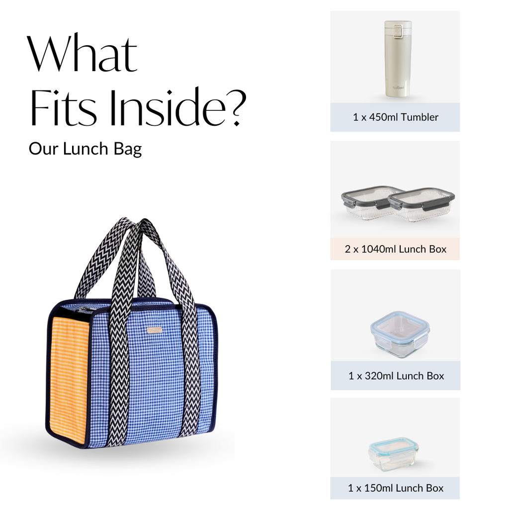 Checkered Lunch Bag Blue Nestasia