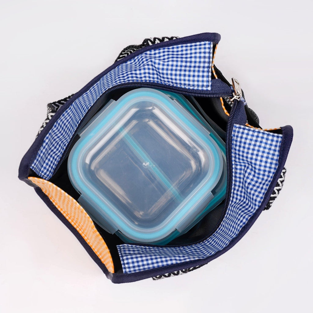 Checkered Lunch Bag Blue Nestasia