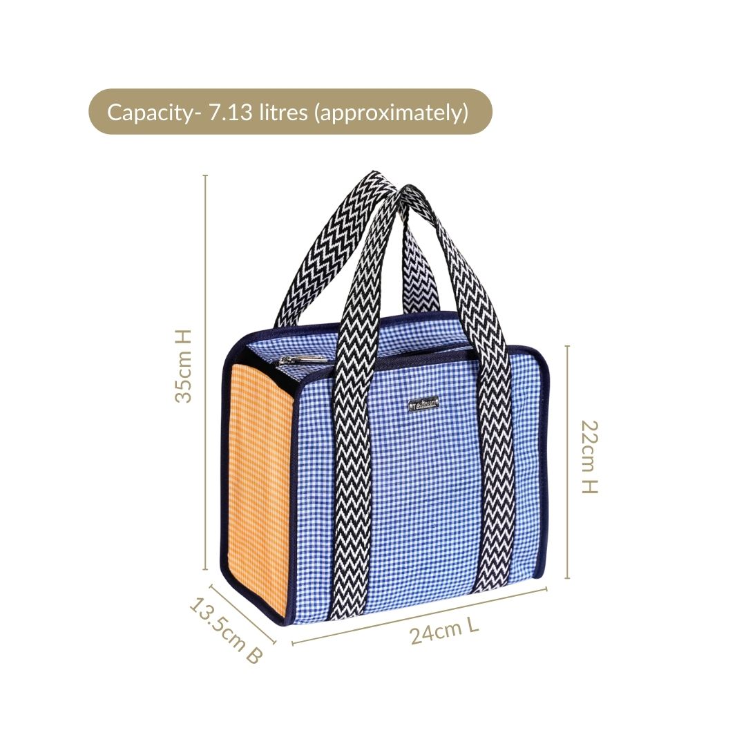 Checkered Lunch Bag Blue Nestasia