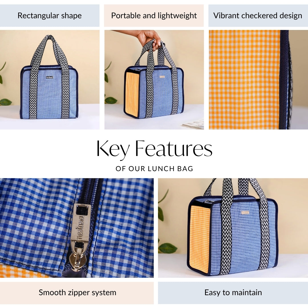 Checkered Lunch Bag Blue Nestasia