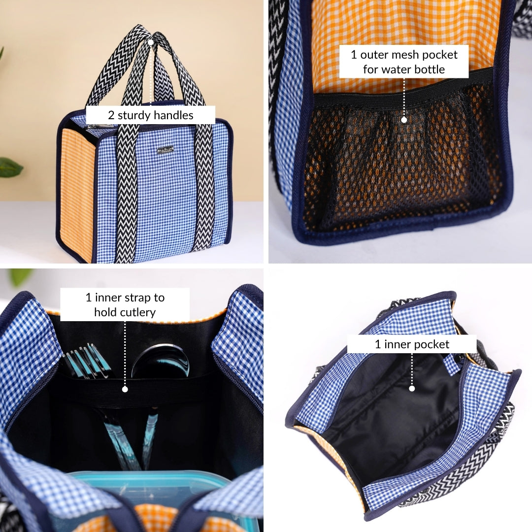 Checkered Lunch Bag Blue Nestasia