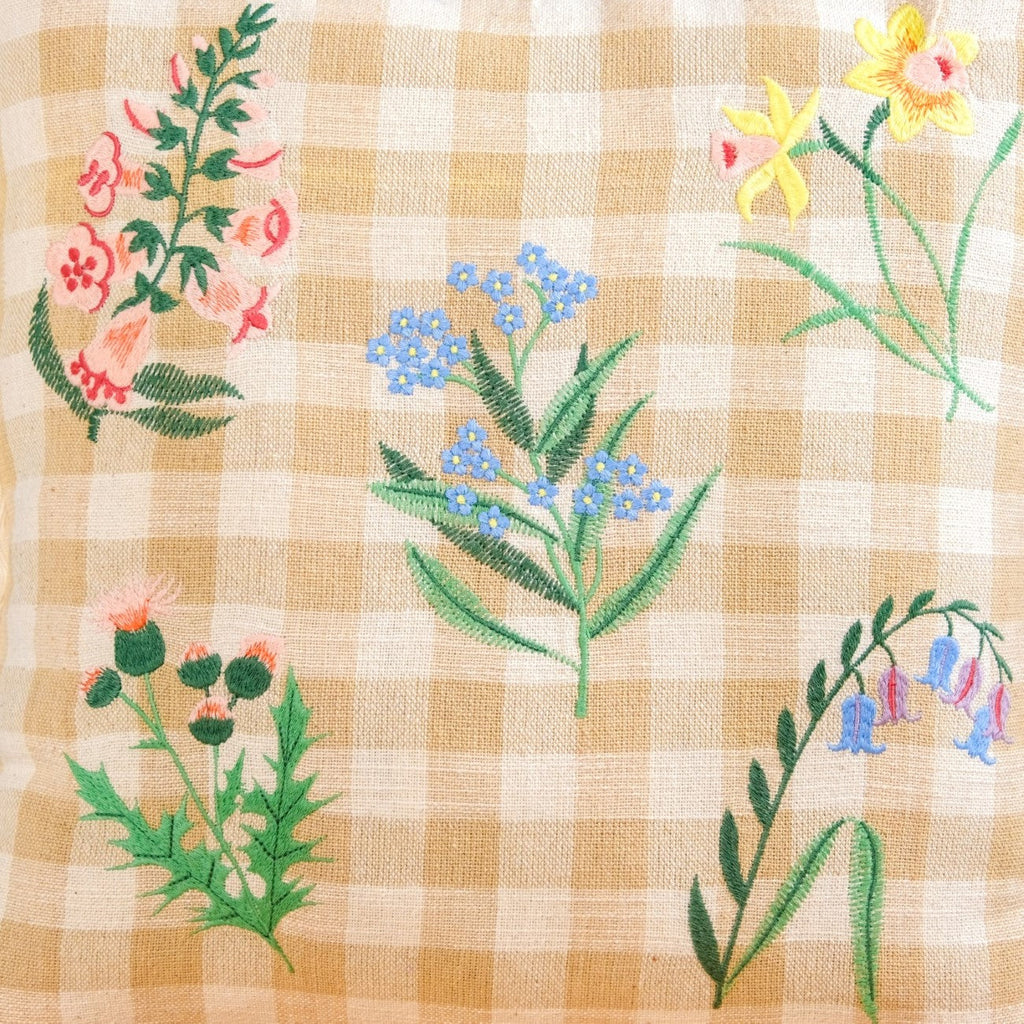 Gingham Florals Cushion Cover 46x46cm Nestasia