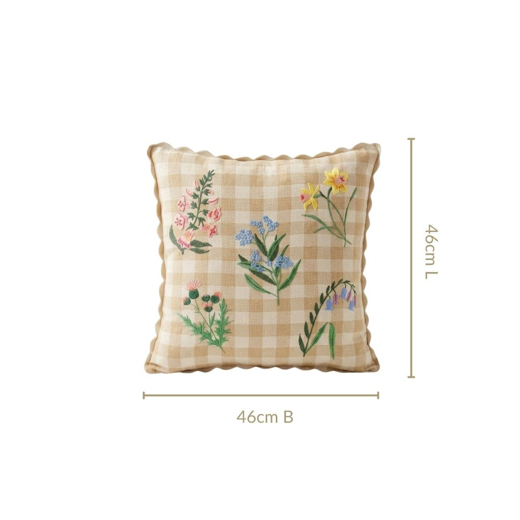 Gingham Florals Cushion Cover 46x46cm Nestasia