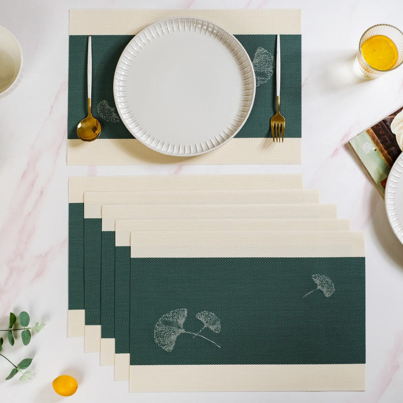 Ginkgo Deep Green Table Mat Set Of 6 Nestasia