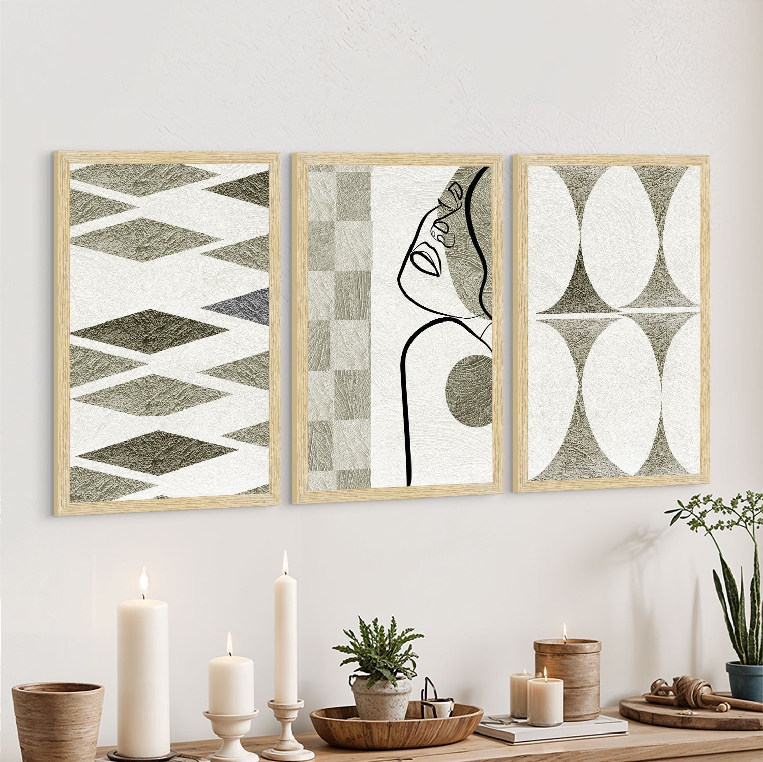 Abstract Patterns Art Paintings, Painting For Wall Living Room, Set of 3 AXIII-24-MOD ArtX