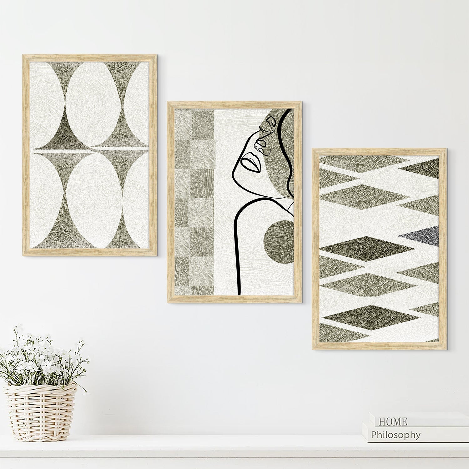 Abstract Patterns Art Paintings, Painting For Wall Living Room, Set of 3 AXIII-24-MOD ArtX