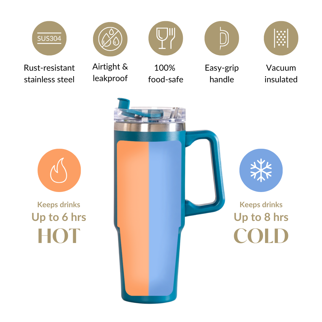 Glacio Double Wall Hot And Cold Sipper Bottle For Travel Teal Tide 850ml Nestasia