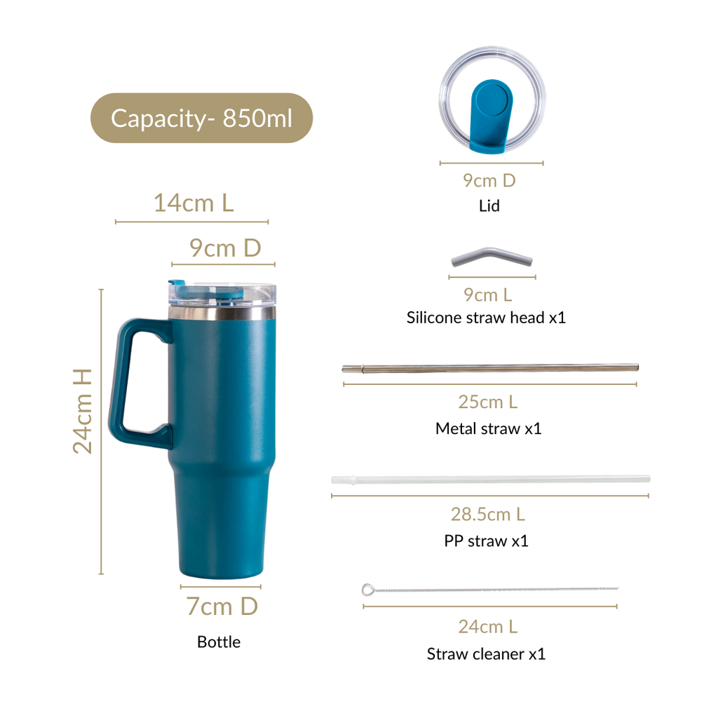 Glacio Double Wall Hot And Cold Sipper Bottle For Travel Teal Tide 850ml Nestasia