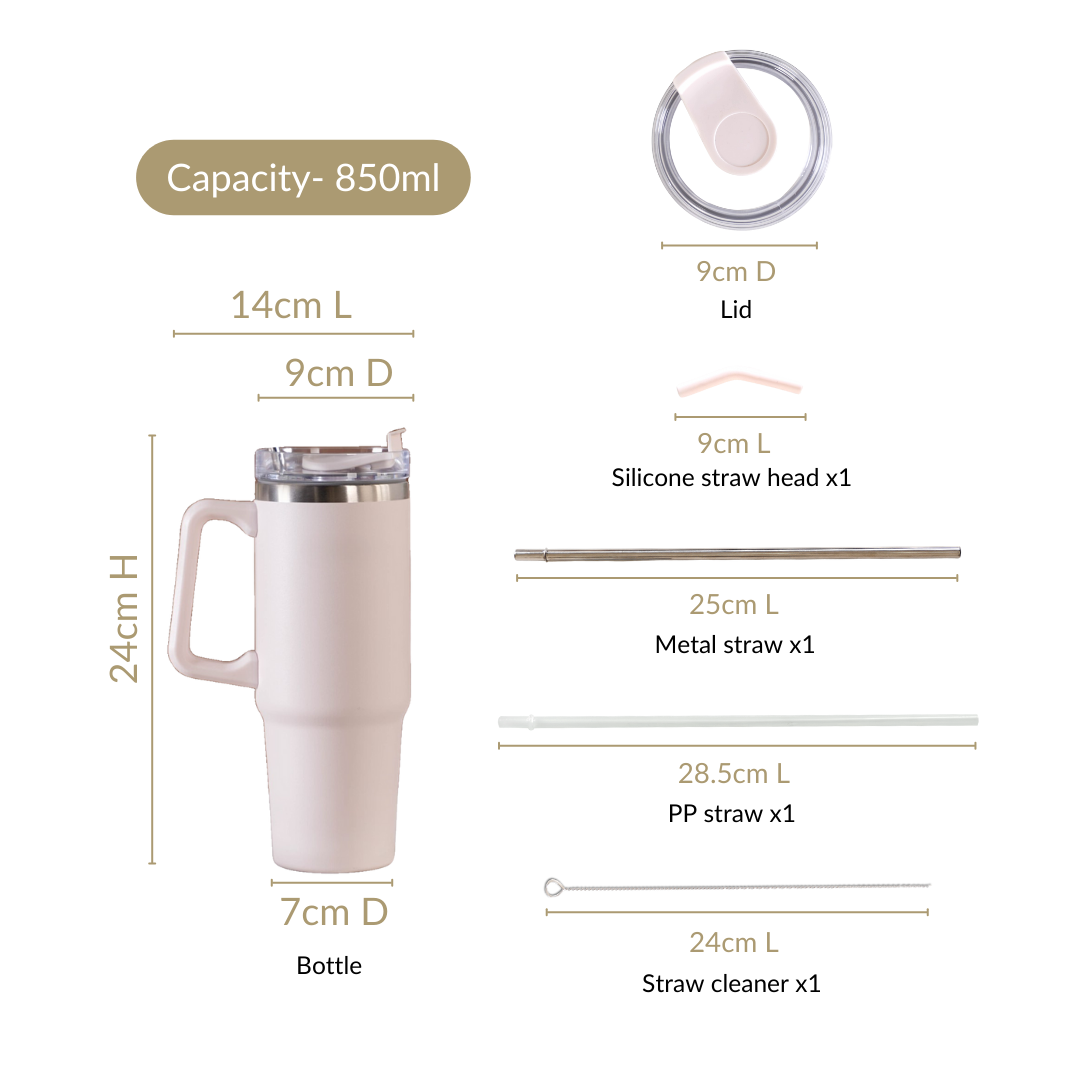 Glacio Double Wall Insulated Trending Sipper Water Bottle Moonbeam White 850ml Nestasia