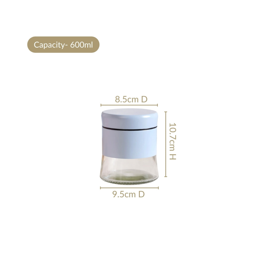 Blue Winnie Glass Jar With Metal Cover Set Of 4 600ml Nestasia