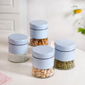 Blue Winnie Glass Jar With Metal Cover Set Of 4 600ml Nestasia