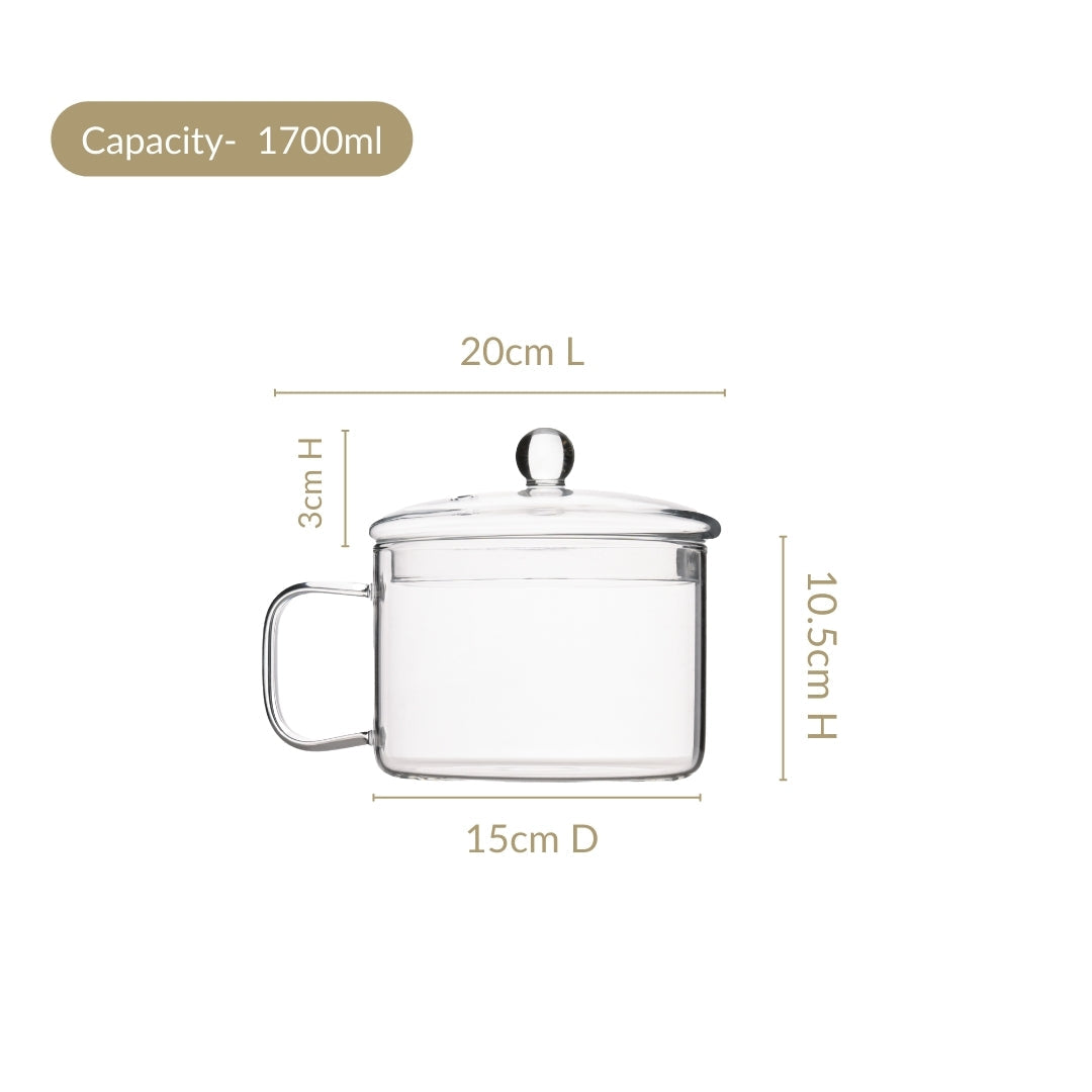 Glass Cooking Pot With Handle 1700ml Nestasia