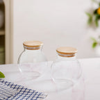 Glass Jar With Wooden Lid Small Set Of 2 500ml Nestasia