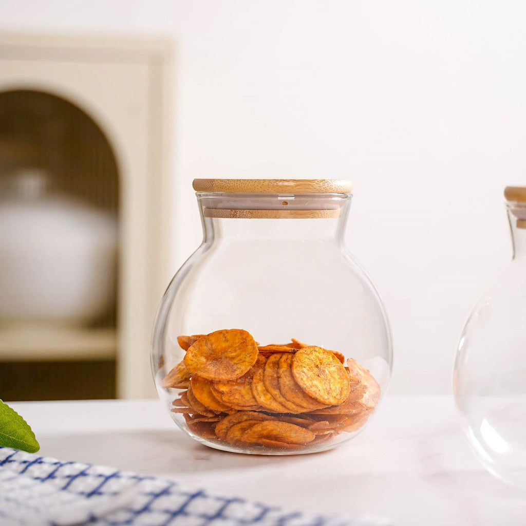 Glass Jar With Wooden Lid Small Set Of 2 500ml Nestasia