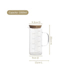 Glass Jug With Measuring Marks And Bamboo Lid 1000ml Nestasia